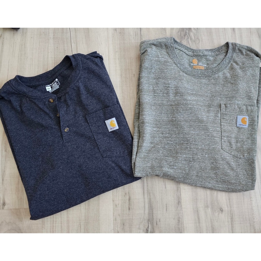 Carhartt Mens 2XL Short Sleeve Pocket T-Shirt Bundle dark Grey light grey 2 Pack